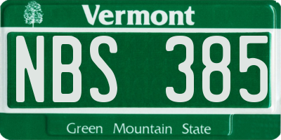 VT license plate NBS385
