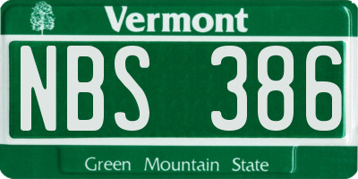 VT license plate NBS386