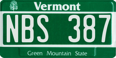 VT license plate NBS387