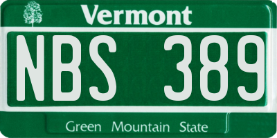VT license plate NBS389