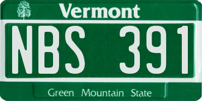 VT license plate NBS391