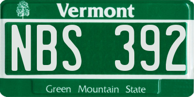 VT license plate NBS392