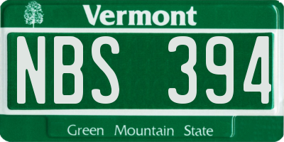 VT license plate NBS394