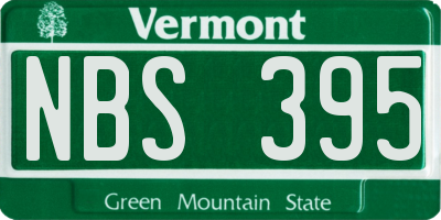 VT license plate NBS395