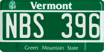 VT license plate NBS396