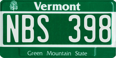 VT license plate NBS398