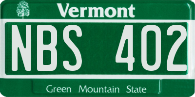 VT license plate NBS402