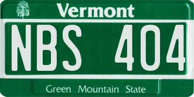VT license plate NBS404