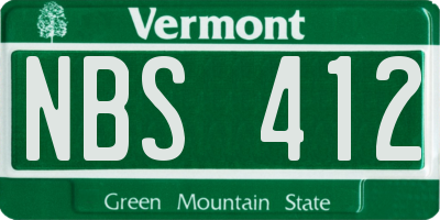 VT license plate NBS412