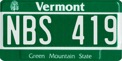VT license plate NBS419