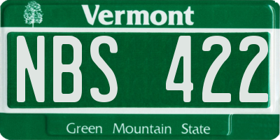 VT license plate NBS422