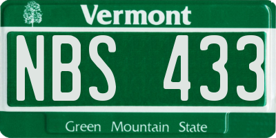 VT license plate NBS433