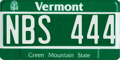 VT license plate NBS444