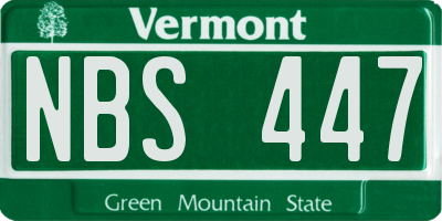 VT license plate NBS447