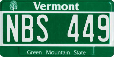 VT license plate NBS449