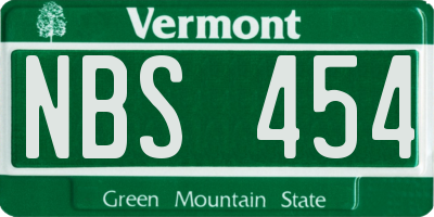 VT license plate NBS454