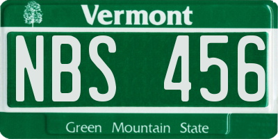 VT license plate NBS456