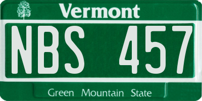 VT license plate NBS457
