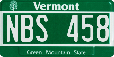VT license plate NBS458