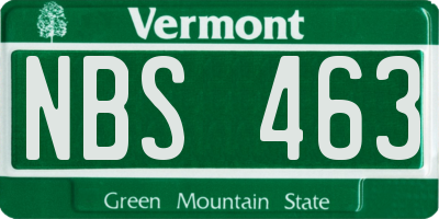 VT license plate NBS463