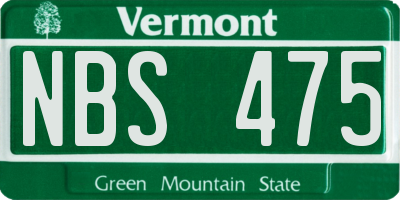 VT license plate NBS475