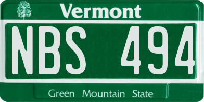VT license plate NBS494