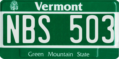 VT license plate NBS503