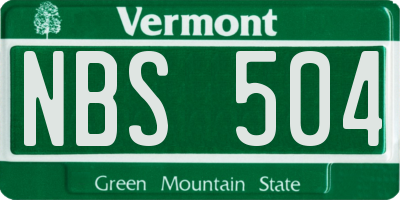 VT license plate NBS504