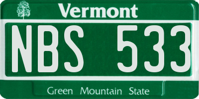 VT license plate NBS533