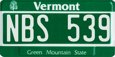 VT license plate NBS539