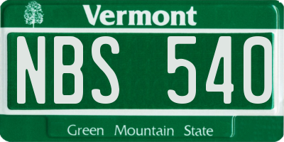 VT license plate NBS540