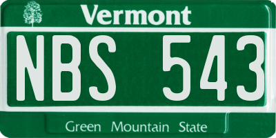 VT license plate NBS543