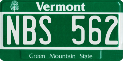 VT license plate NBS562