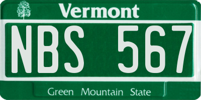VT license plate NBS567