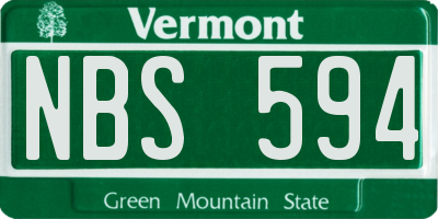 VT license plate NBS594