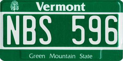 VT license plate NBS596