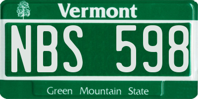 VT license plate NBS598