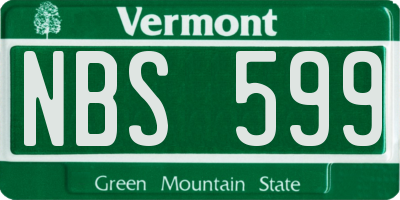 VT license plate NBS599