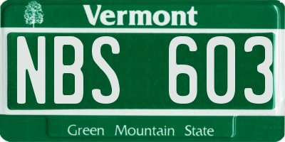 VT license plate NBS603