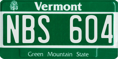 VT license plate NBS604