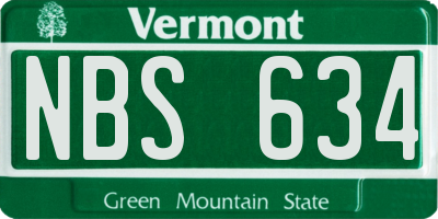 VT license plate NBS634