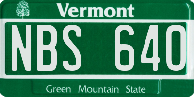 VT license plate NBS640