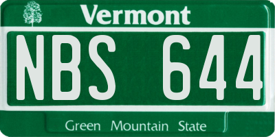 VT license plate NBS644