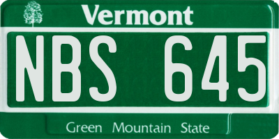 VT license plate NBS645