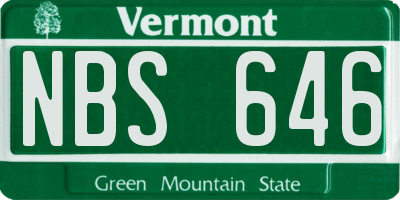 VT license plate NBS646