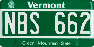 VT license plate NBS662