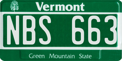 VT license plate NBS663