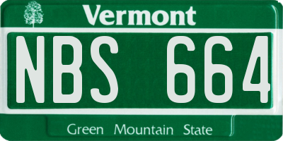 VT license plate NBS664
