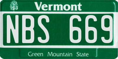 VT license plate NBS669
