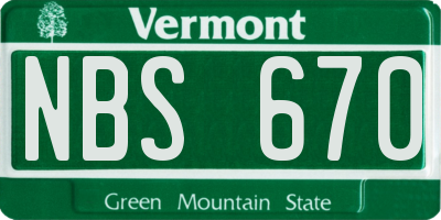 VT license plate NBS670
